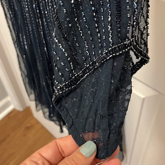 Gorgeous beaded navy dress size 14 - Picture 10 of 12